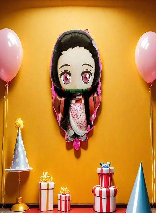 Atpata Funky Demon Slayer Anime Theme Foil Balloon Set - 10pcs Anime Party Pack with Tanjiro Kamado & Nezuko Kamado Shape Balloons, Demon Slayer Themed for unisex kids Birthday Party Decoration - Image 3